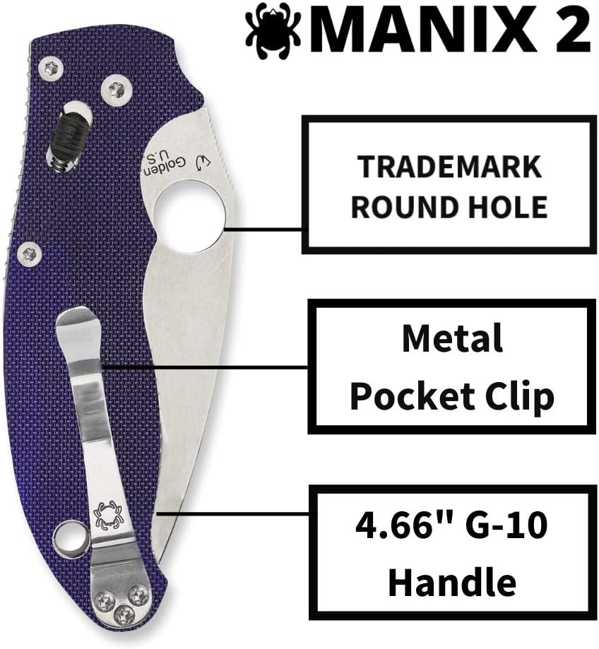 Spyderco Manix 2 Folding Knife with Ball Bearing Lock - PlainEdge