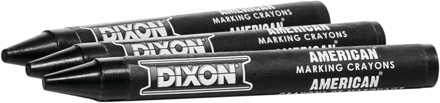 Dixon Long-Lasting Marking Crayons, 5", Black, Pack of 12