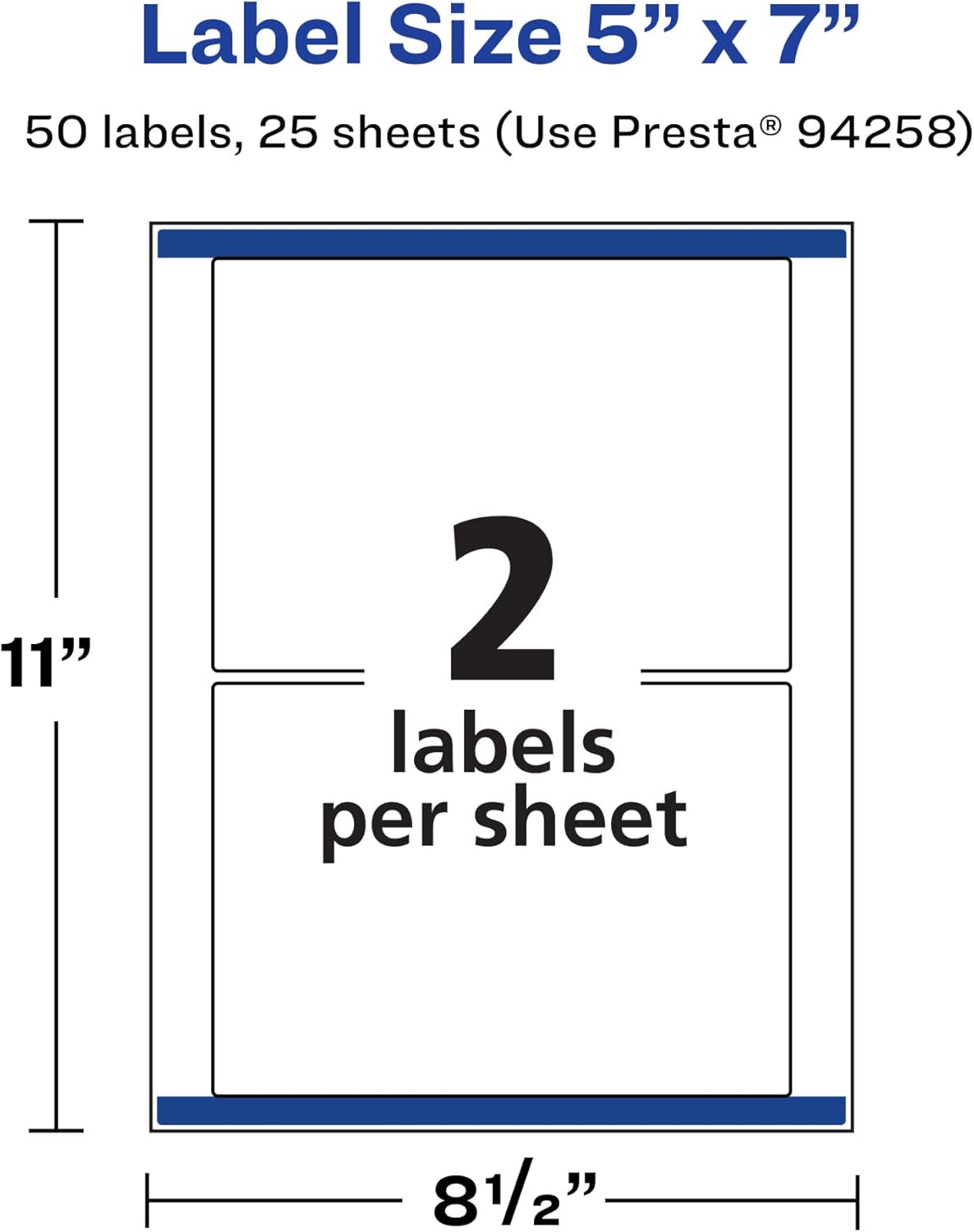 Avery Matte White Rectangle Labels, Sure Feed Technology, 5" x 7"