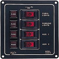 Sea Dog 422010-1 Aluminum Vertical 4-Switch Panel, 4-1/2" W x 4-7/8" H