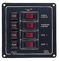 Sea Dog 422010-1 Aluminum Vertical 4-Switch Panel, 4-1/2" W x 4-7/8" H
