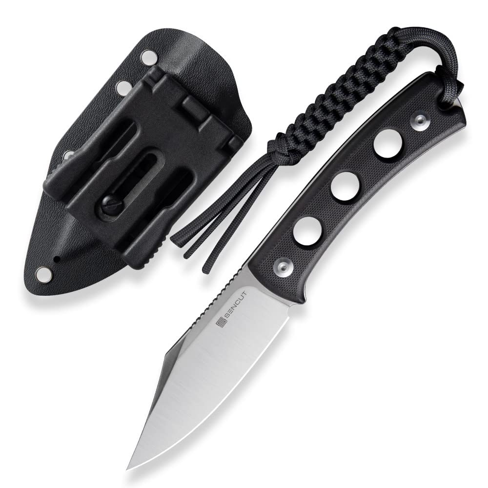 SENCUT Waxahachie Fixed Blade Knife, Full Tang Clip Point Satin 9Cr18MoV Blade with G10 Handle, Kydex Sheath