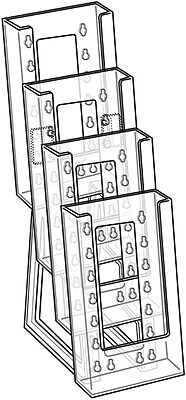 Azar Displays 4-Pocket Crystal Styrene Tiered Modular Brochure Holders, 13 1/4inH x 4 1/2inW x 7 1/2inD, Clear, Pack Of 2