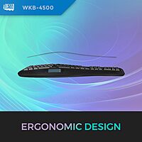 WKB-4500UB - Wireless Ergonomic Desktop Touchpad Keyboard, Split Keys Design, Palm Rest, Media Control Hotkeys