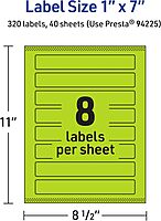 Avery Printable Rectangle Labels, Sure Feed Technology, 1" x 7", Bright Green, Print-to-The-Edge, Laser/Inkjet Printable