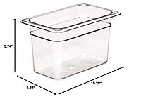 Cambro 46CW 3.9 qt Capacity, 10-7/16" Length x 6-3/8" Width x 6" Depth, Camwear Clear Polycarbonate Fourth Size Food Pan