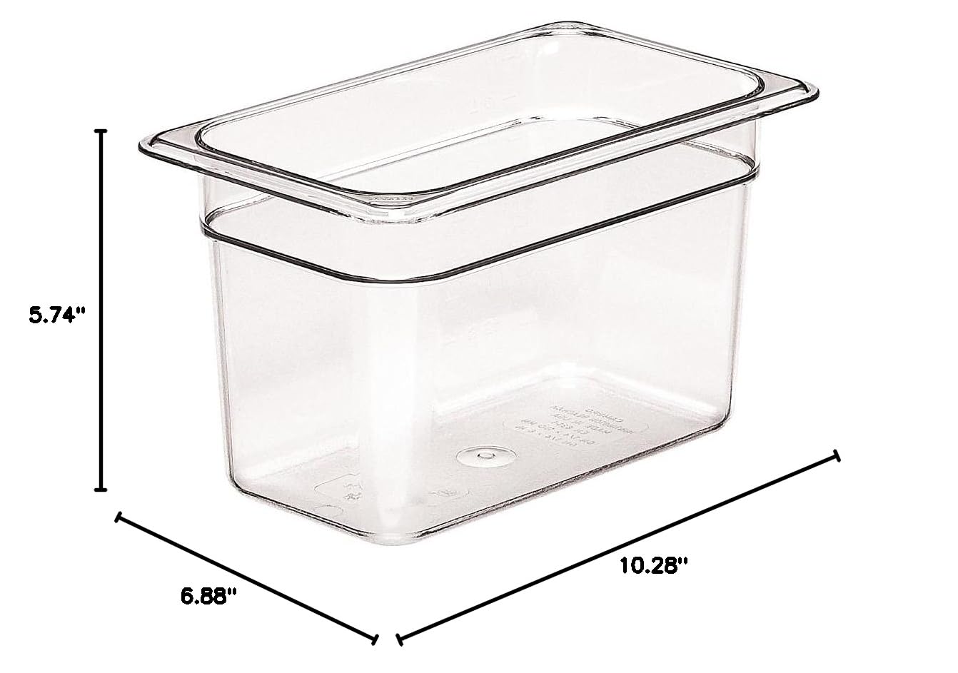 Cambro 46CW 3.9 qt Capacity, 10-7/16" Length x 6-3/8" Width x 6" Depth, Camwear Clear Polycarbonate Fourth Size Food Pan