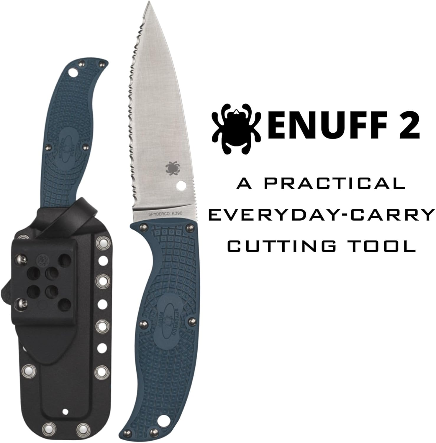 SPYDERCO Enuff 2 Fixed Blade Knife with FRN Handle and Polymer Sheath