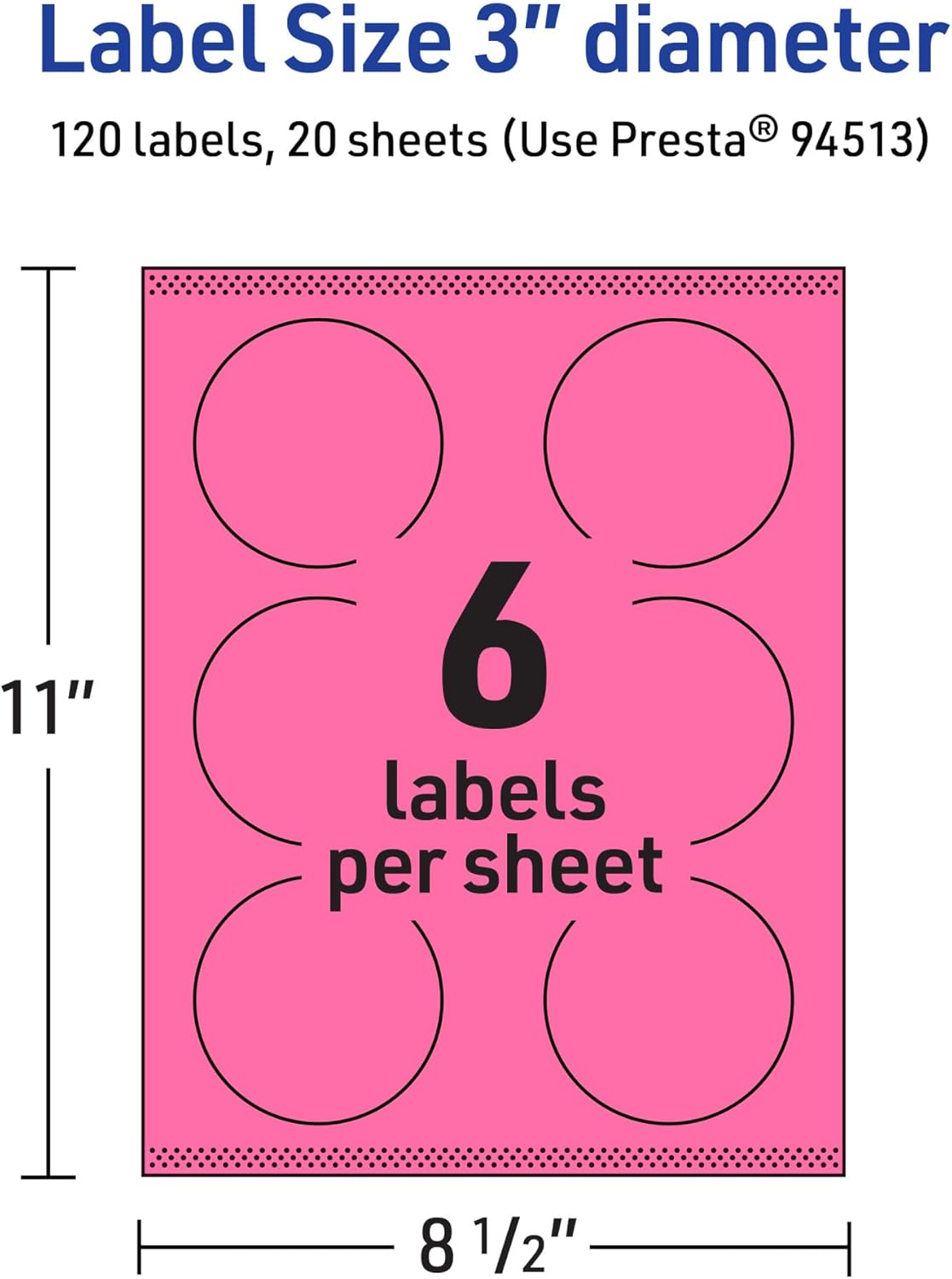 Avery Bright Pink 3 in Round Printable Labels with Sure Feed Technology