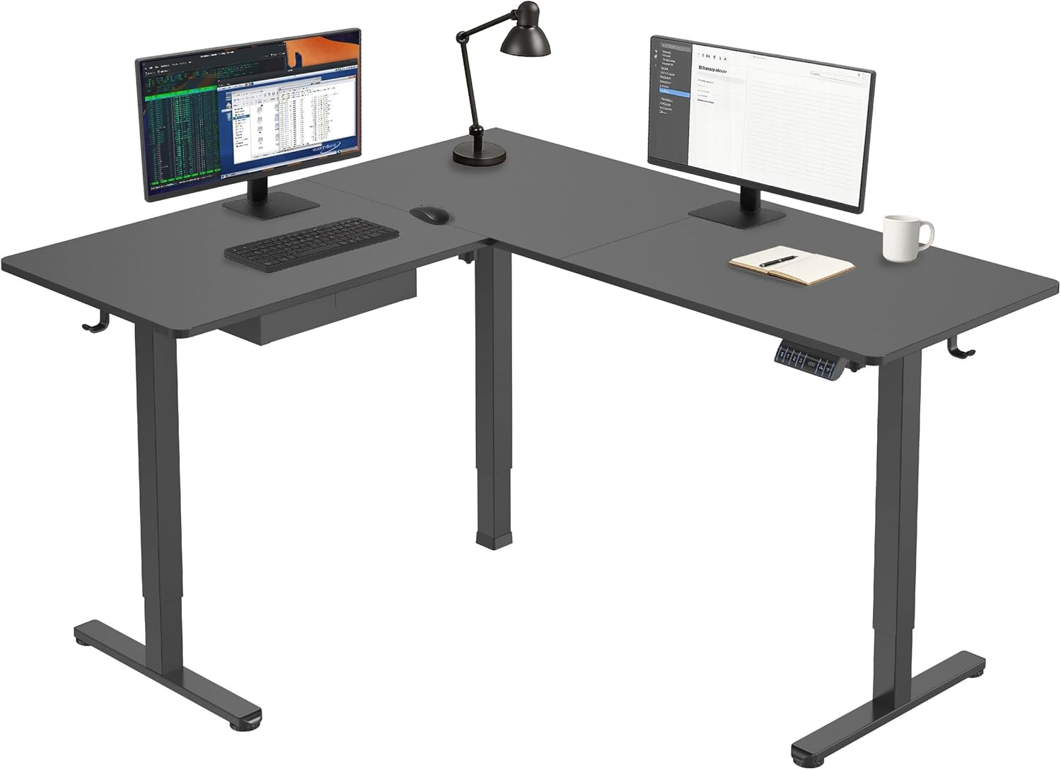 Mount-It! L Shaped Electric Standing Desk - Large Adjustable Corner Sit-Stand Desk