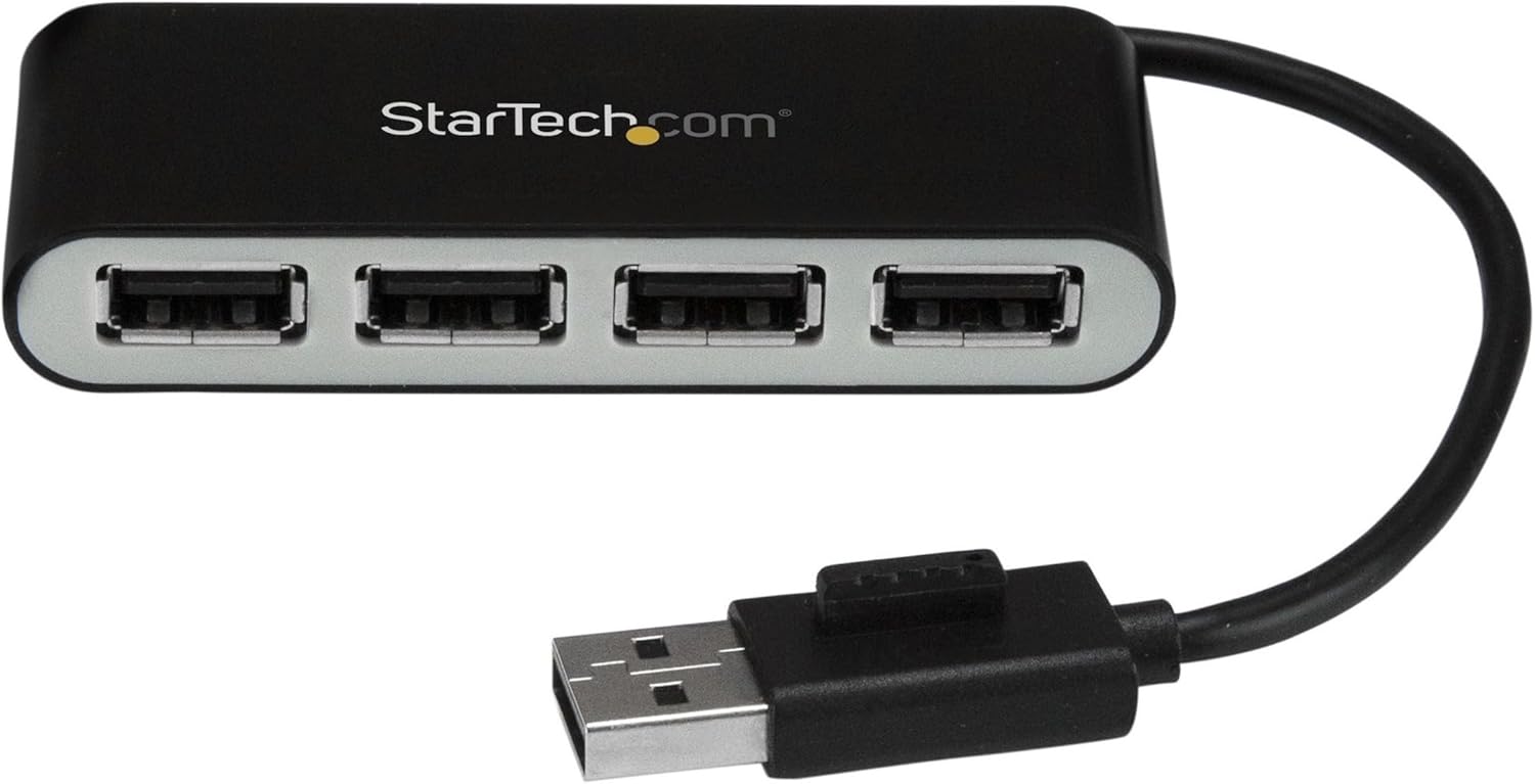 StarTech.com 4 Port USB 2.0 Hub - USB Bus Powered - Portable Multi Port USB 2.0 Splitter and Expander Hub