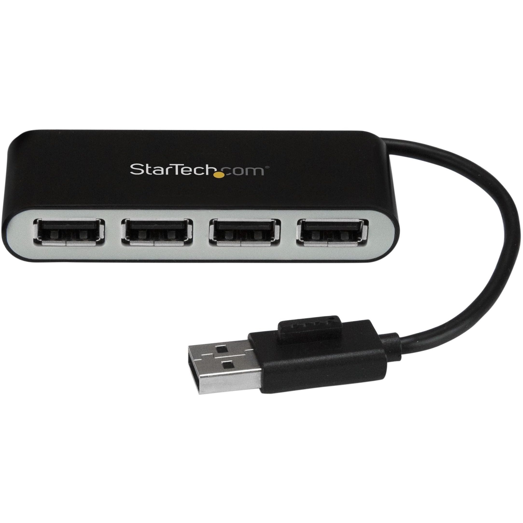 StarTech.com 4 Port USB 2.0 Hub - USB Bus Powered - Portable Multi Port USB 2.0 Splitter and Expander Hub