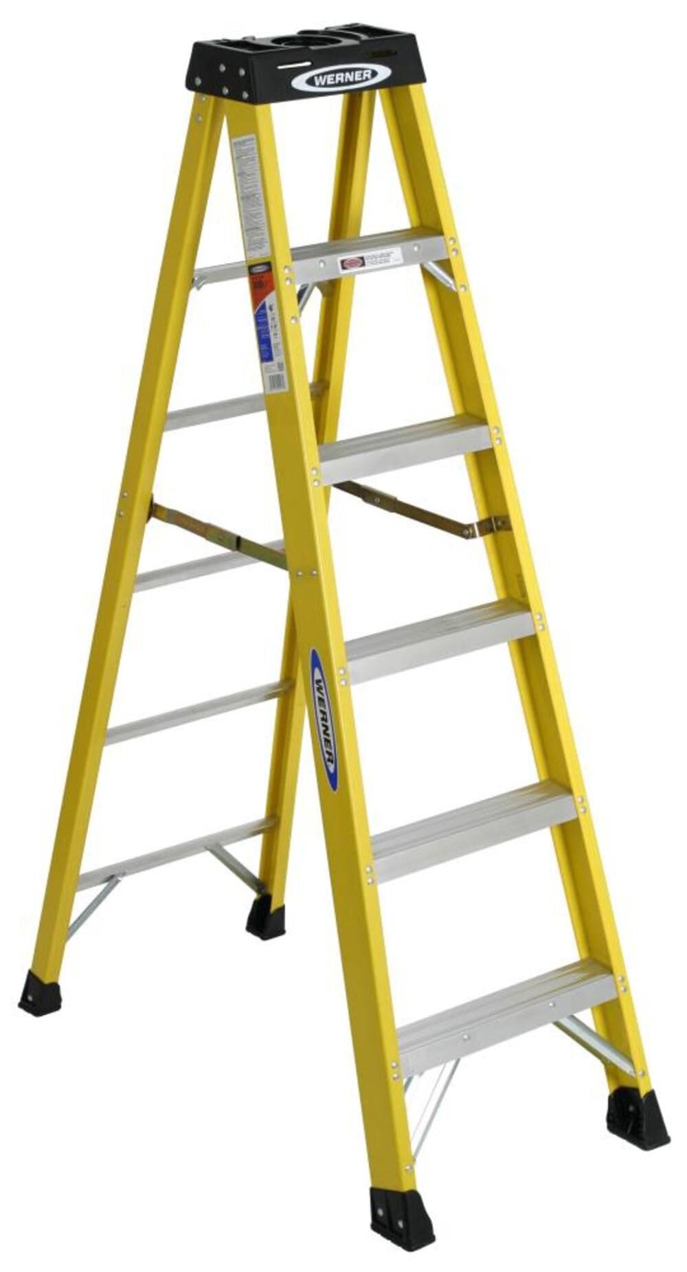 5 Step Fiberglass Foldable Step Ladder: Type IA 300 lb Capacity 6' Height
