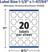 AVERY Glossy Clear Hexagon Labels, Sure Feed Technology, 1-1/2" x 1-47/54"