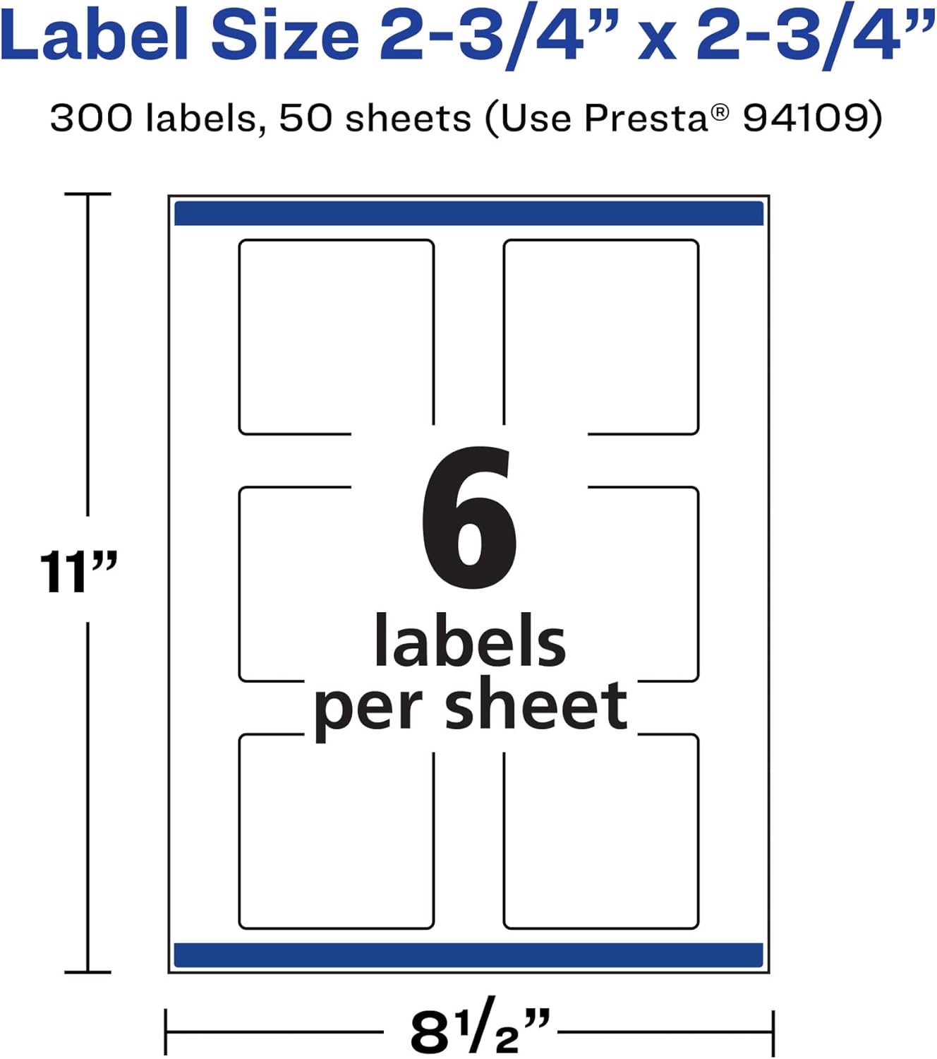 Avery Matte White Square Labels, Sure Feed Technology, 2.75" x 2.75"