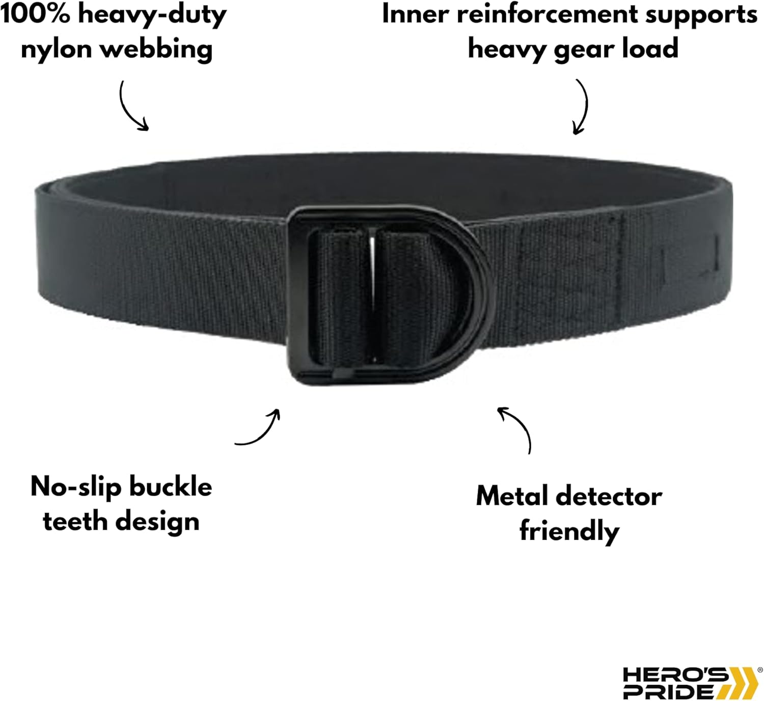 HERO'S PRIDE Tactical Duty Belt, Law Enforcement Standard Issue, High-Grade Nylon Webbing, 1.75''