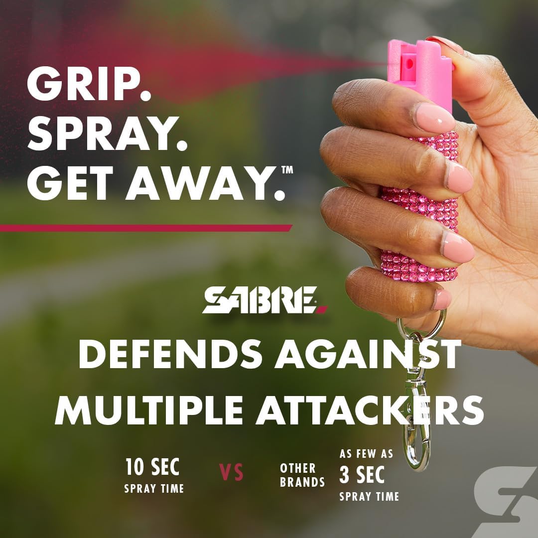 SABRE Jeweled Pepper Spray with Snap Clip, Maximum Strength
