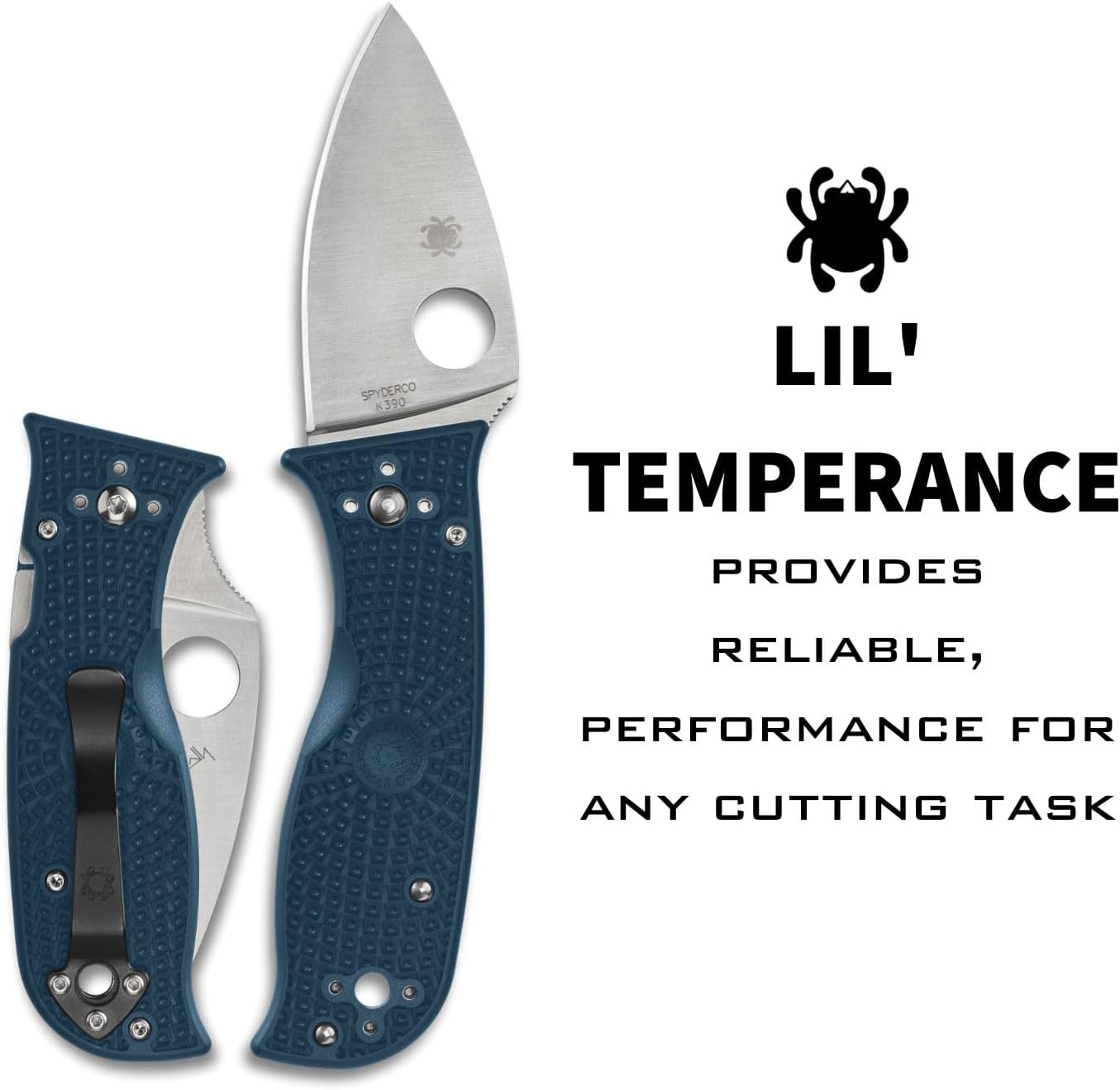 Spyderco Knives Lil Temperance 3 C69PBL3K390 Blue FRN and K390 Steel Pocket Knife