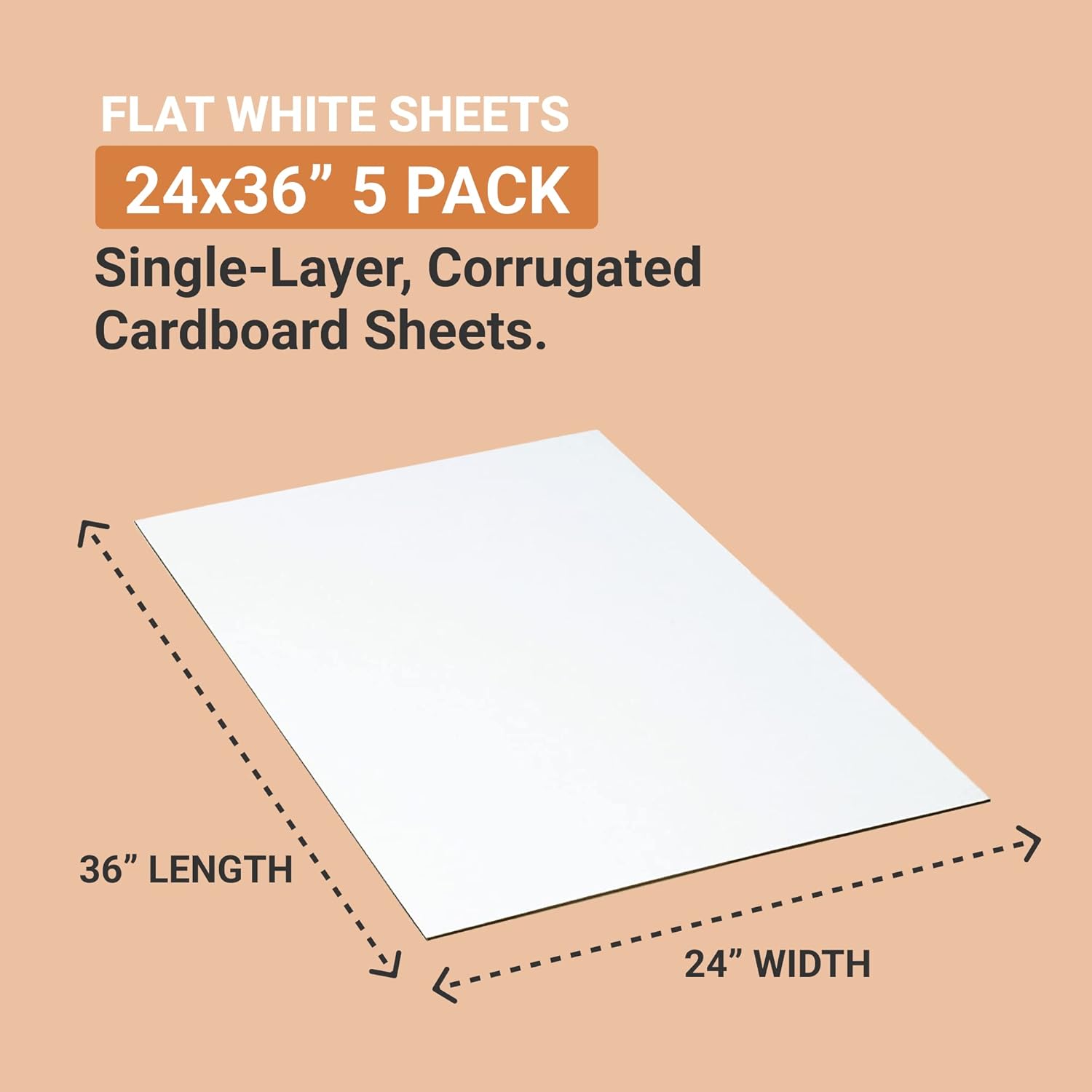 AVIDITI Corrugated Cardboard Sheets 24" x 36" (5 Pack) Large Card Board for Layer Separation Packaging Mailing Shipping
