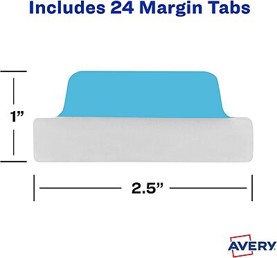 Avery Margin Ultra Tabs — Repositionable 2-Sided Writable Page Tabs
