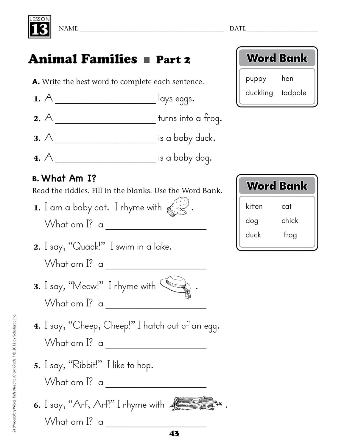 240 Vocabulary Words Kids Need to Know, Grade 1: 24 Ready-to-reproduce Packets That Make Vocabulary Building Fun & Effective