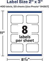 Avery Matte White Scalloped Rectangle Labels, Sure Feed Technology, 2 in x 3 in