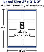 AVERY Matte White Rectangle Labels, Sure Feed Technology, 2" x 3.5"