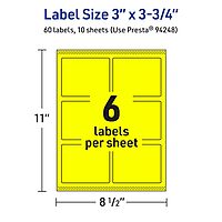 Avery Printable Rectangle Labels, Sure Feed Technology, 3" x 3.75", Neon Yellow Labels, Print-to-The-Edge