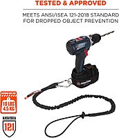 Ergodyne Squids 3100 Tool Lanyard with Single Carabiner and Adjustable Loop End, Standard Length Black