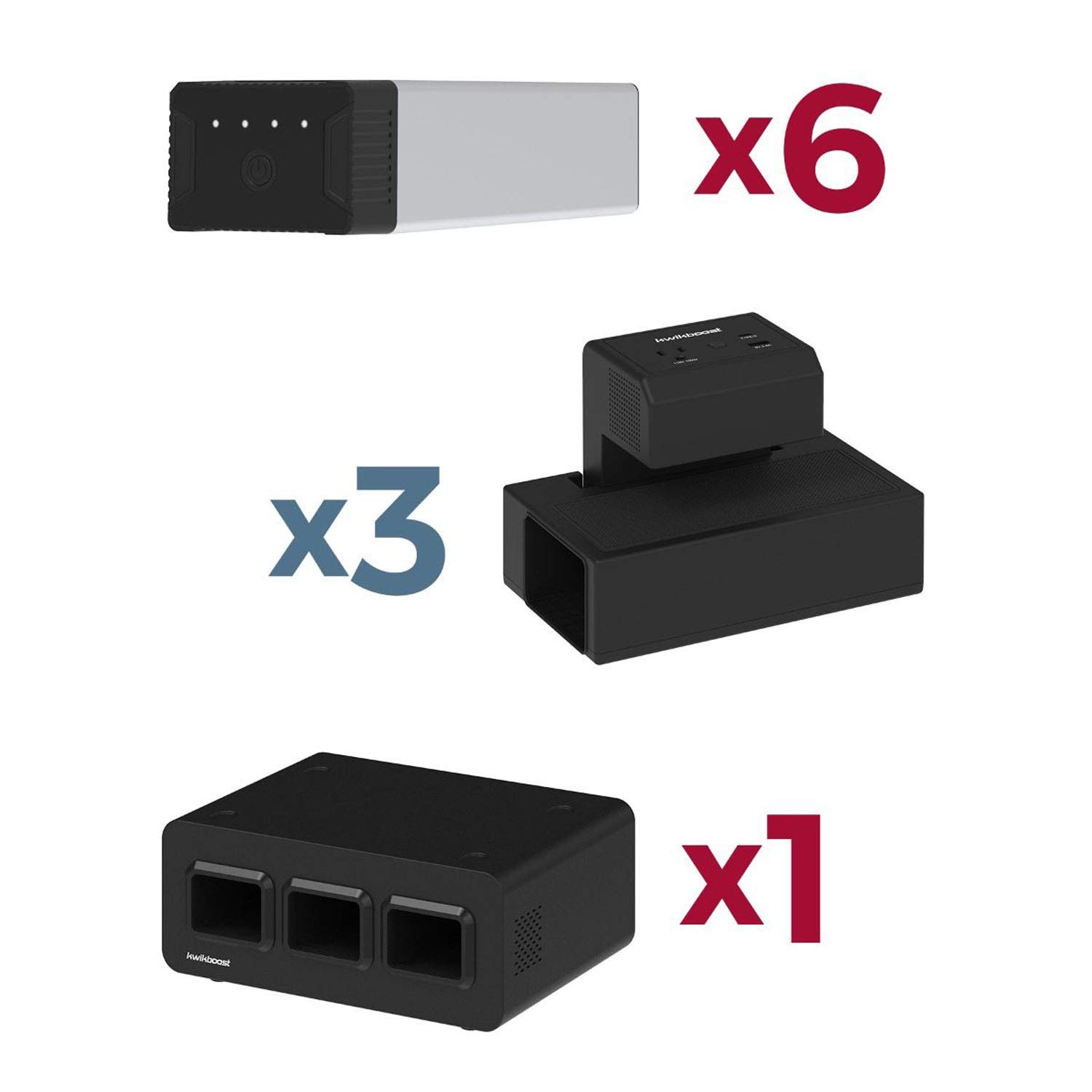 Luxor EdgePower Desktop Charging Station System, Medium Use Bundle, Black/Silver, KBEP-6B3C3