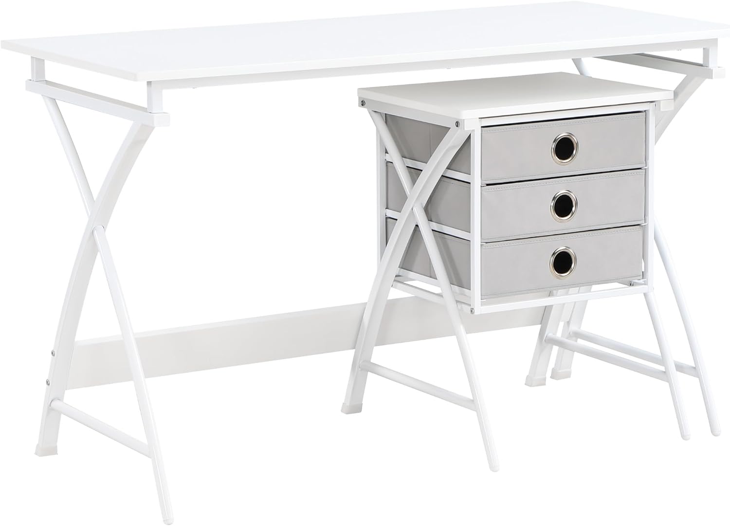 OSP Home Furnishings Olympic Utility Home Office Desk with Nesting 3-Drawer Storage Stand