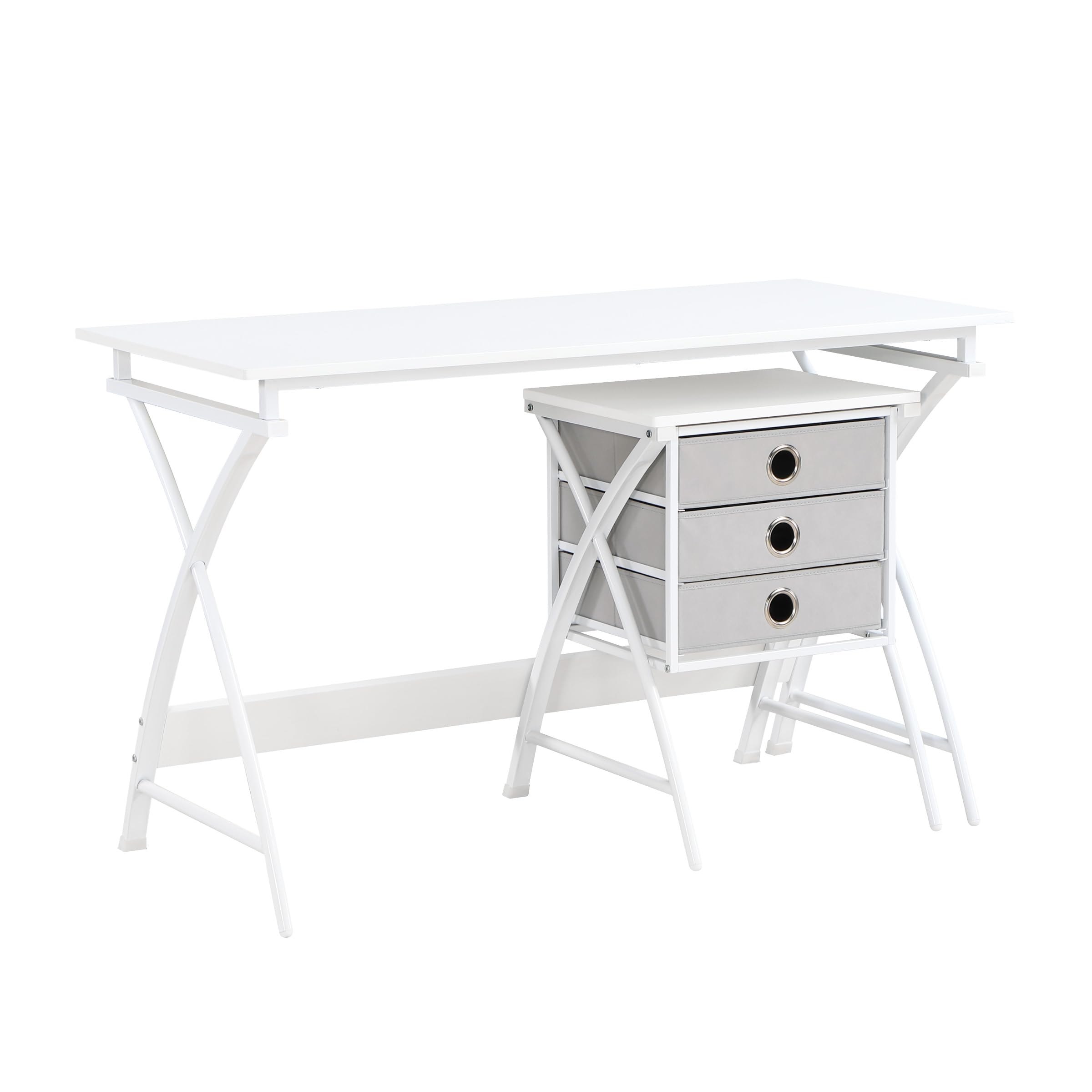 OSP Home Furnishings Olympic Utility Home Office Desk with Nesting 3-Drawer Storage Stand