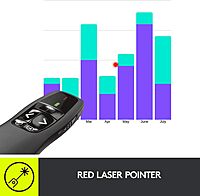 Logitech Wireless Presenter R400, PowerPoint Clicker with Laser Pointer, Wireless Presentation Clicker Remote Red Laser 5 buttons Clicker