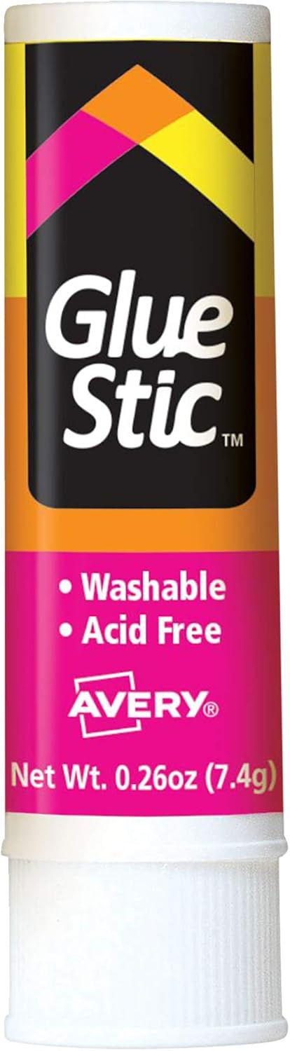 Avery Glue Stic White, 0.26 oz., Washable, Nontoxic, Permanent Adhesive, 1 Glue Stick (00161)