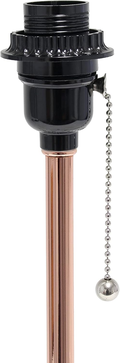 LIMELIGHTS Simple Designs LT2024 Stick Table Lamp with Charging Outlet and Drum Fabric Shade