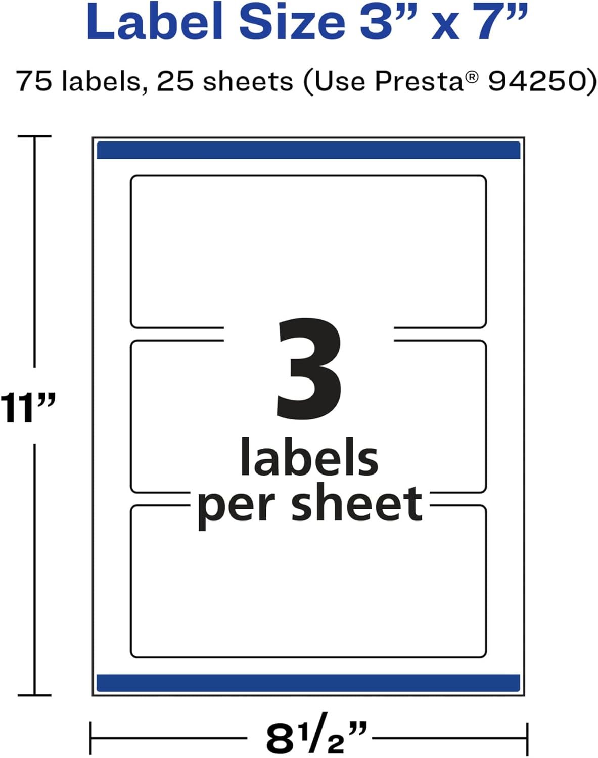 AVERY Glossy White Rectangle Labels, Sure Feed Technology, 3" x 7", Print-to-The-Edge, Permanent Adhesive