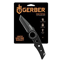 Gerber Gear Remix Folding Knife - 3" Partially Serrated Edge Pocket Knife - EDC Gear and Equipment - Black Serrated Edge-Black