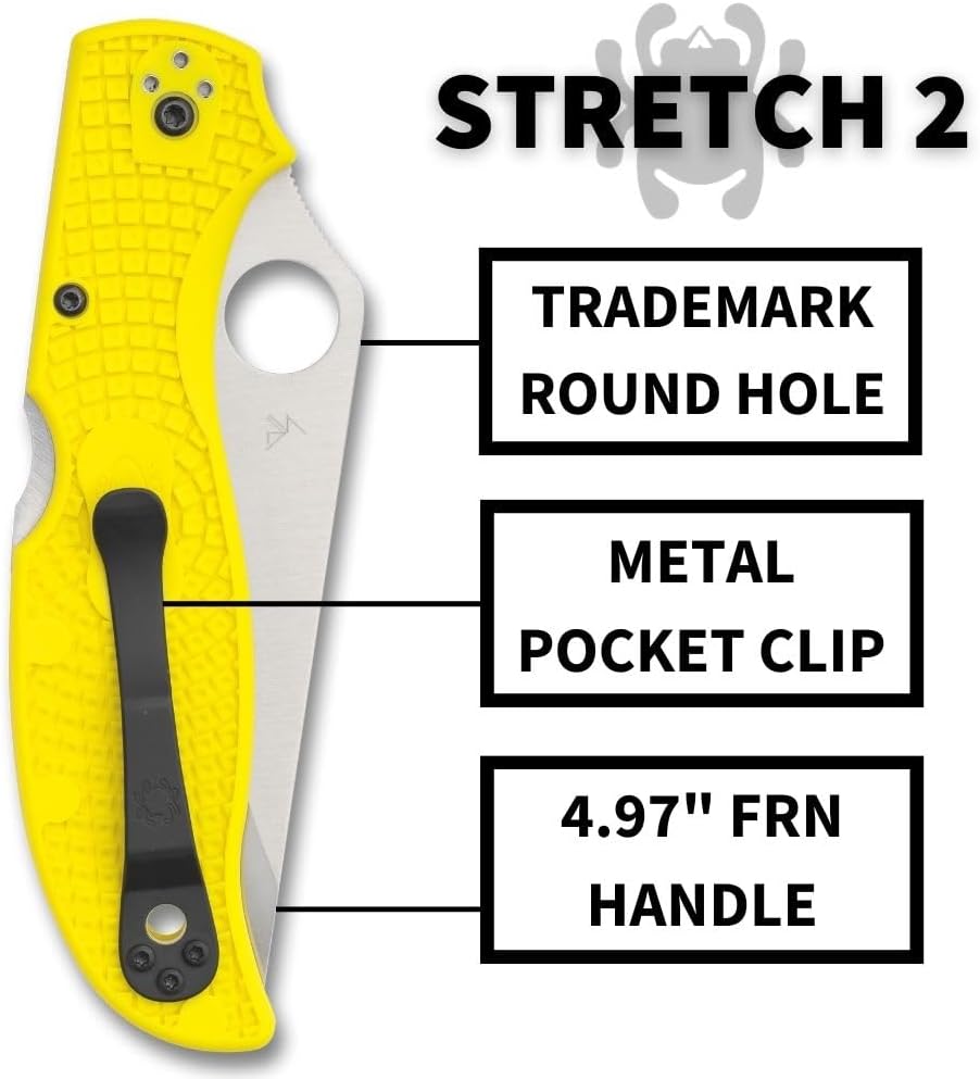 Spyderco Stretch 2 XL Lightweight Salt Folding Pocket Knife with 3.99 Inch H-2 Tool Steel Blade - PlainEdge - C258PYL