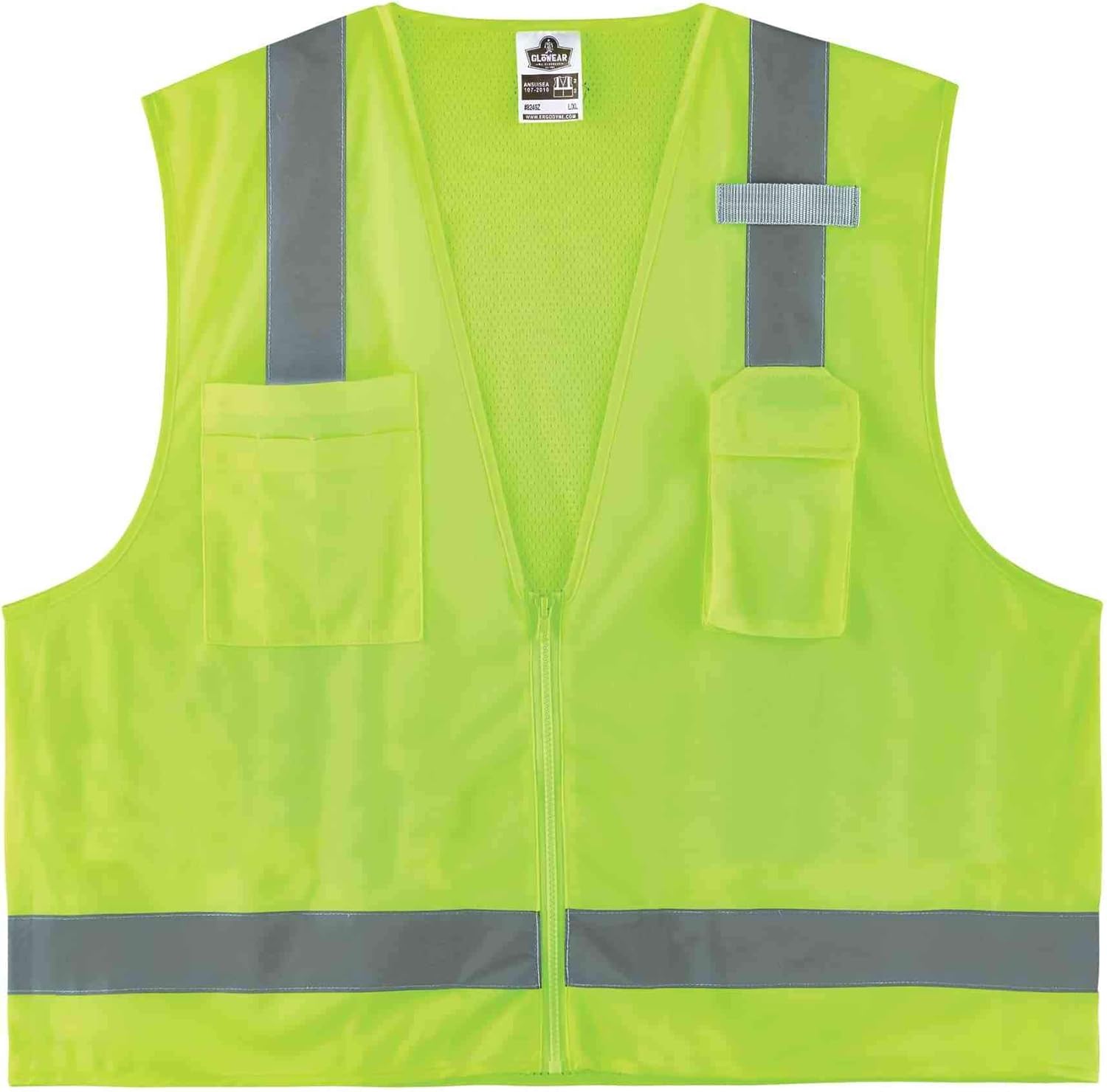 Ergodyne GloWear 8249Z Hi-Vis Surveyor Safety Vest, Solid Front Mesh Back, Type R Class 2
