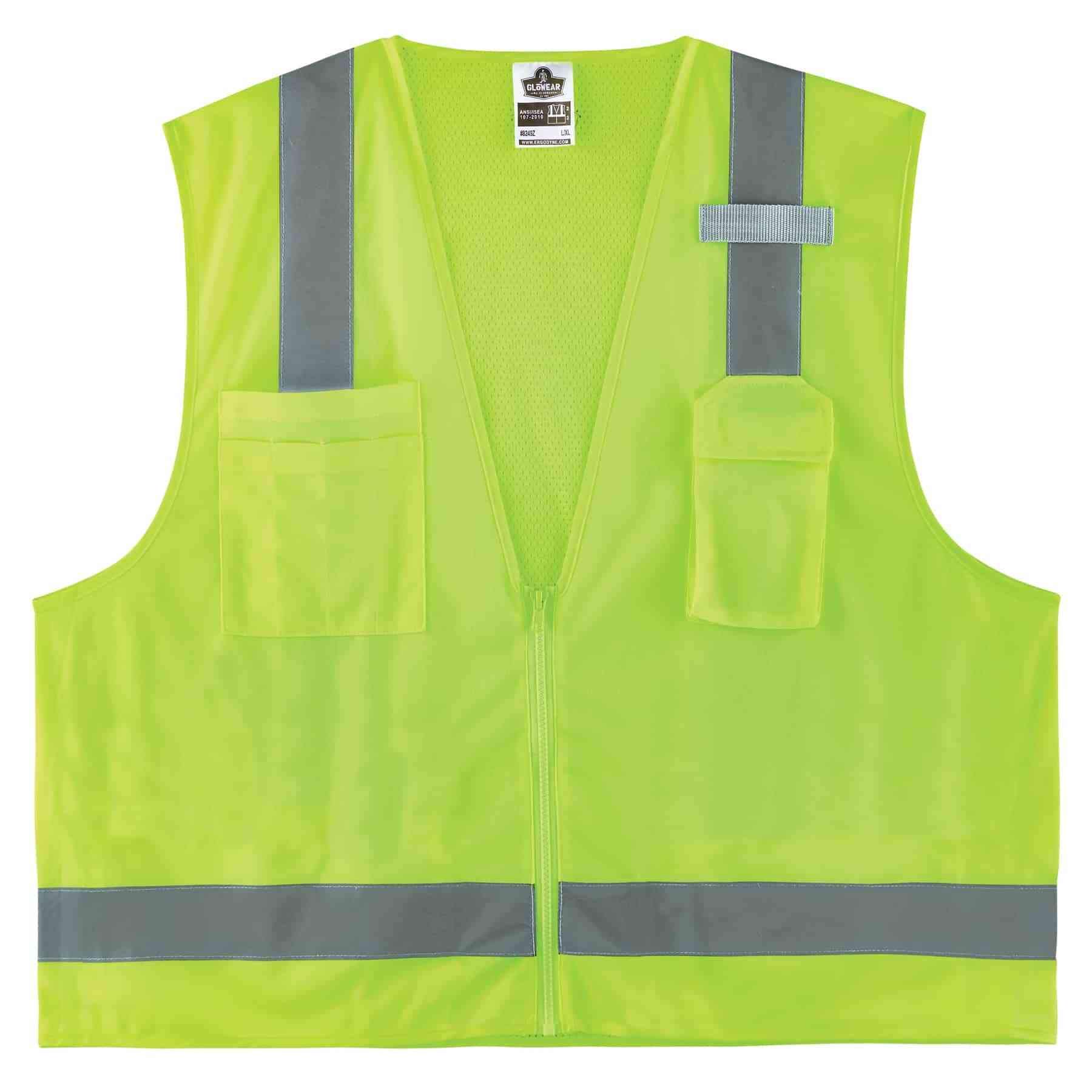 Ergodyne GloWear 8249Z Hi-Vis Surveyor Safety Vest, Solid Front Mesh Back, Type R Class 2