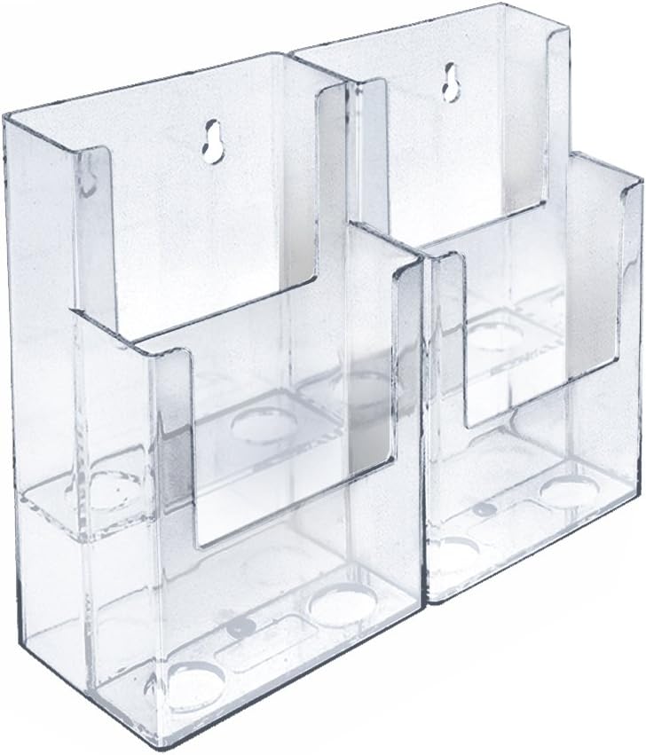 AZAR DISPLAYS 2-Tier Tri-Fold Brochure Counter Display, Clear Acrylic