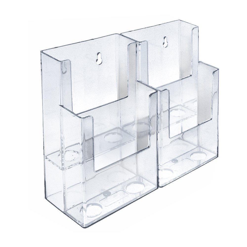 AZAR DISPLAYS 2-Tier Tri-Fold Brochure Counter Display, Clear Acrylic
