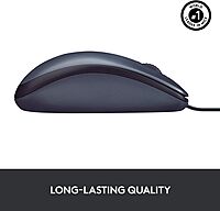 Logitech B100 Wired Mouse for Computer and Laptop, USB Corded Mouse, Right or Left Hand Use - Black