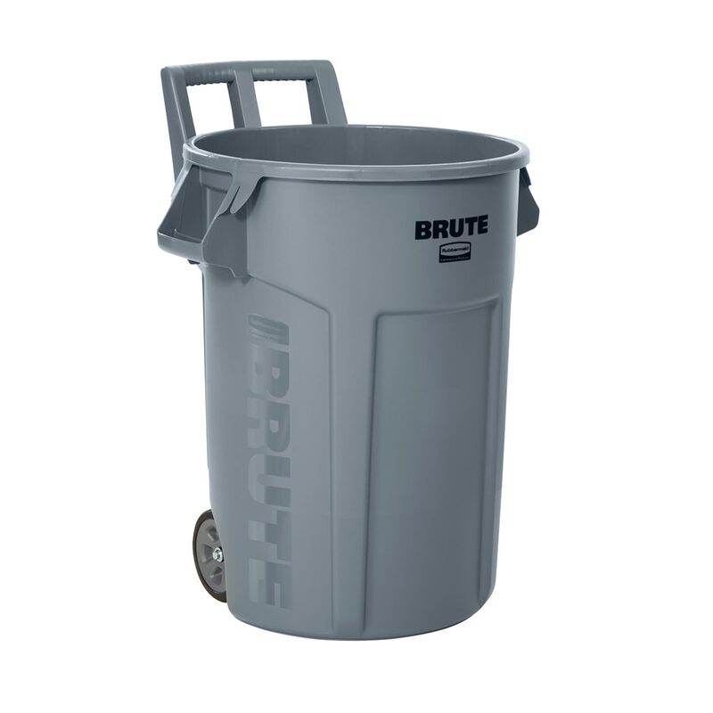 Rubbermaid Commercial Products Vented Wheeled BRUTE Trash Container, 44 Gal Gray, for Landscapers/Construction Sites/Restaurants/Back of House/Offices/Warehouses/Commercial Environments 44 Gallon