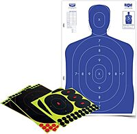 BIRCHWOOD CASEY Shoot-N-C 12" x 18" Silhouette Target Kit for Shooting - Heavy-duty 23" x 35" Cardboard Silhouette & 10 Self-Adhesive Reactive Targets