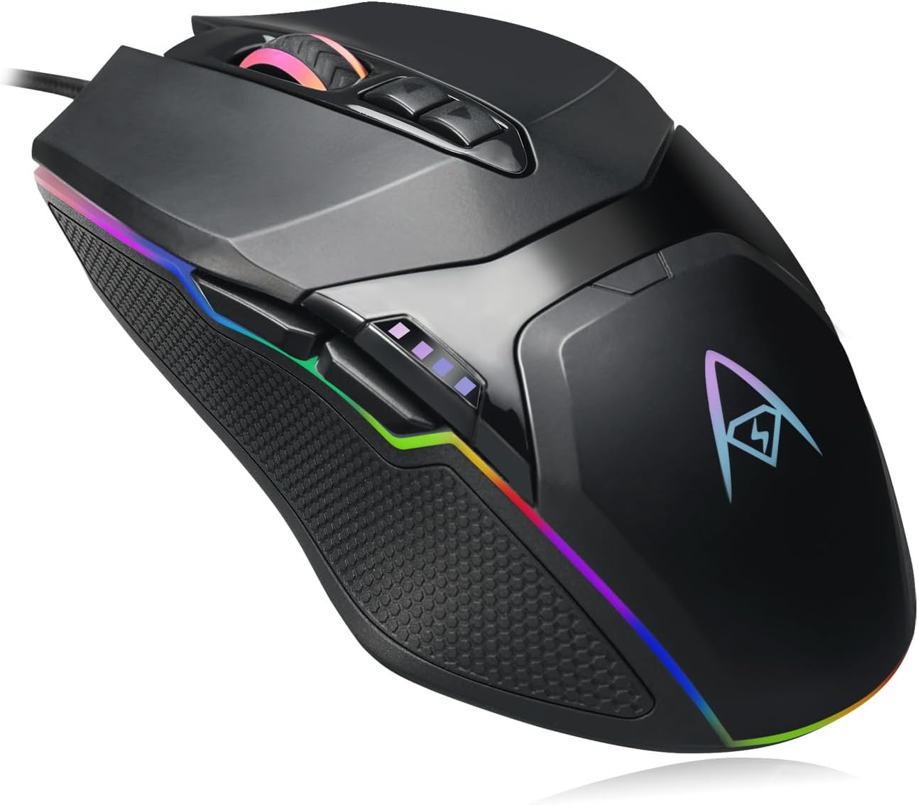 iMouse X5 USB RGB Illuminated Gaming Mouse – 7 Buttons, Adjustable Weight, 6 Level DPI Switch up to 6400, Optical Sensor