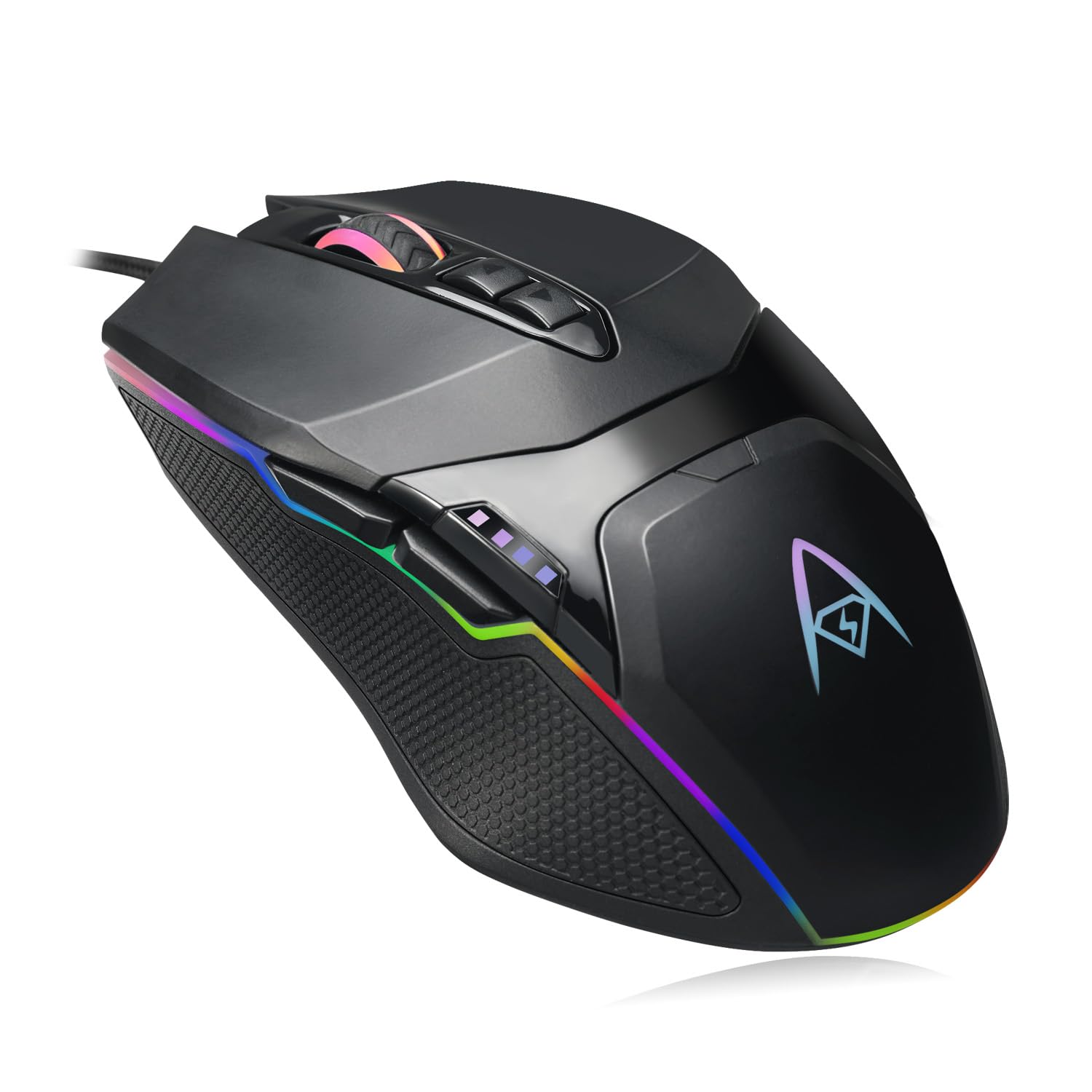 iMouse X5 USB RGB Illuminated Gaming Mouse – 7 Buttons, Adjustable Weight, 6 Level DPI Switch up to 6400, Optical Sensor