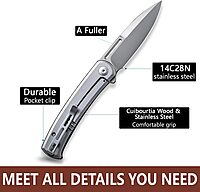 CIVIVI Cetos Folding Knife 14C28N Spear Point Blade