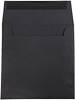 JAM Paper Square Linen Envelopes, Black, Gummed Seal