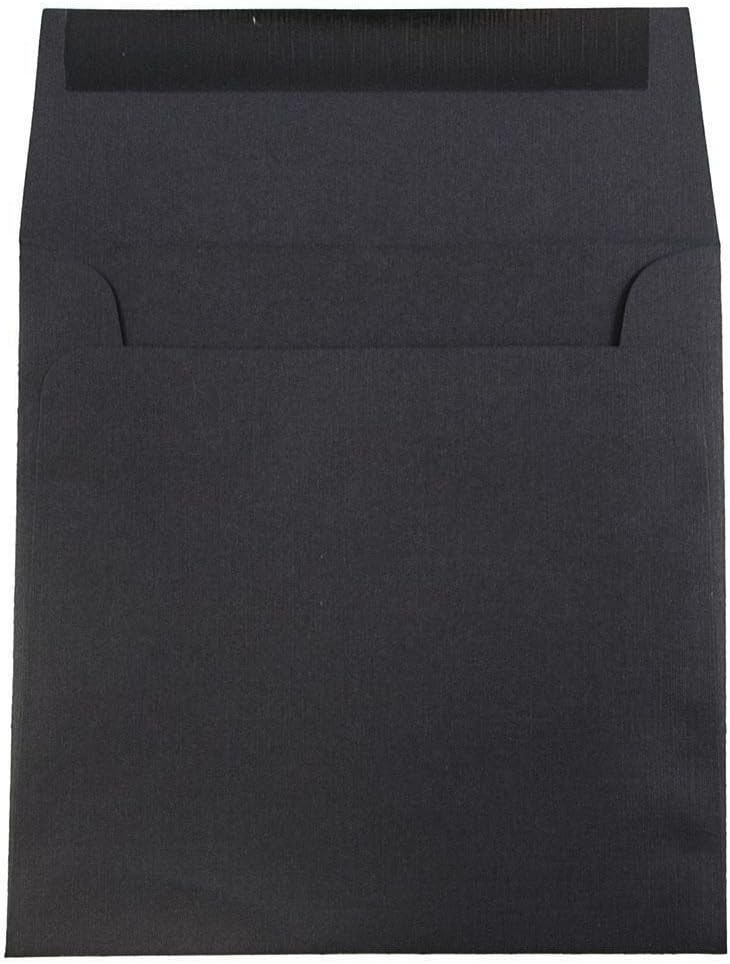 JAM Paper Square Linen Envelopes, Black, Gummed Seal